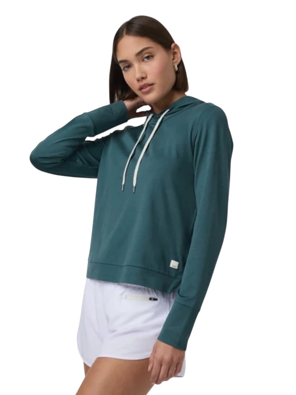 Vuori Halo Essential Hoodie S Teal Green DreamKnit Recycled Pullover